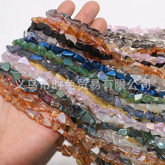 10 strands of different colors of irregular twist glass beads
